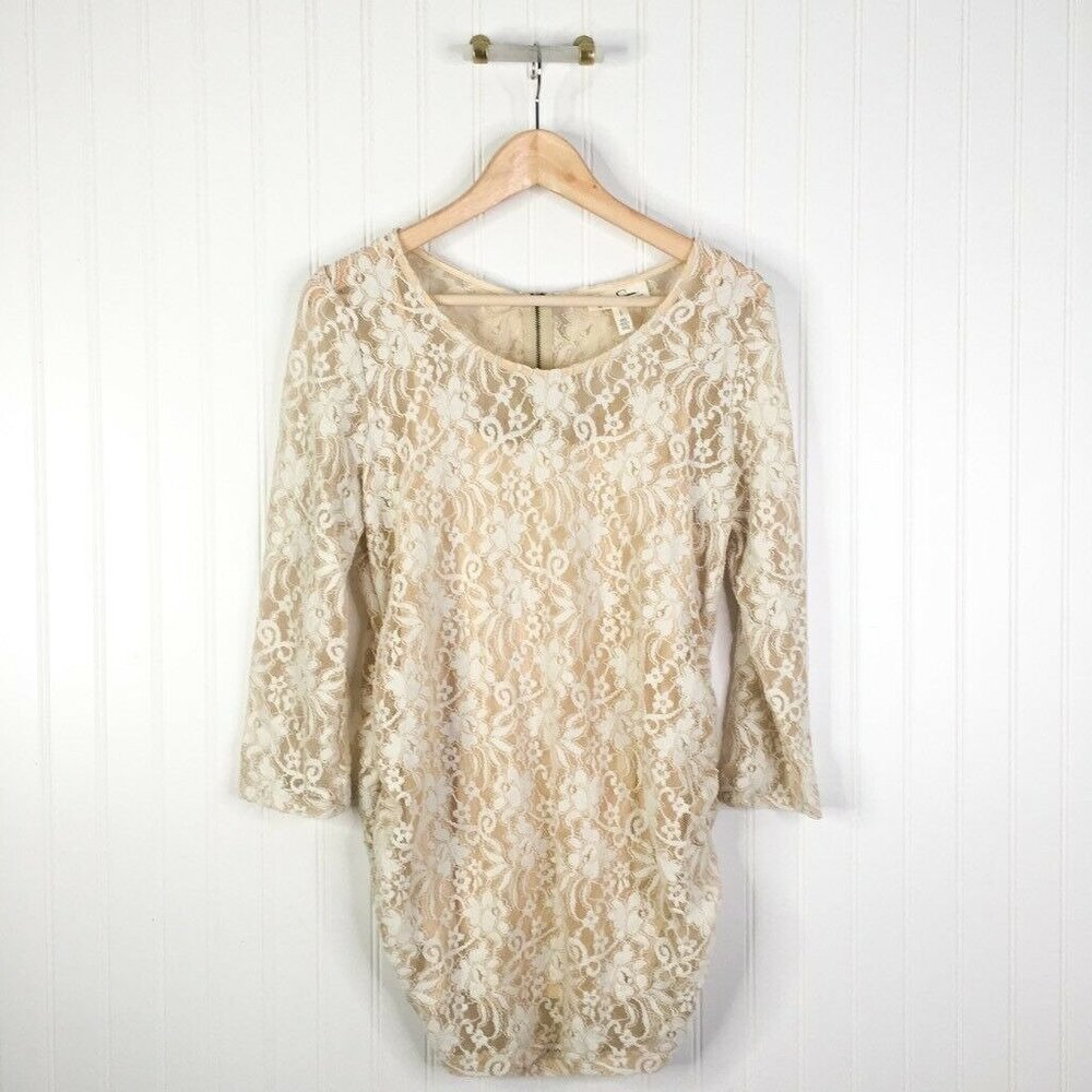 Jessica Simpson Maternity Womens Blouse Ivory Lace